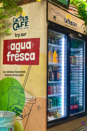 Aqua Fresca Fridge Wrap Cactus Cafe graphic design example