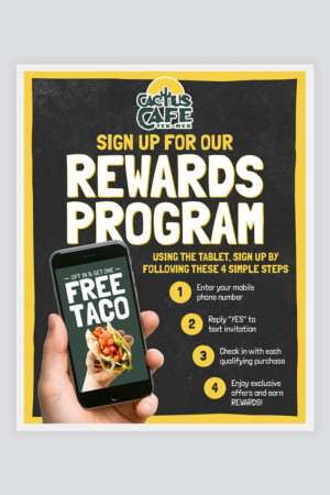 Cactus Cafe - Rewards Program Promotion Cactus Cafe graphic design example