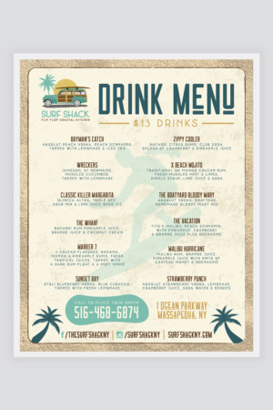 Water Proof/Tear Proof Drink Menu Water Proof/Tear Proof Drink Menu