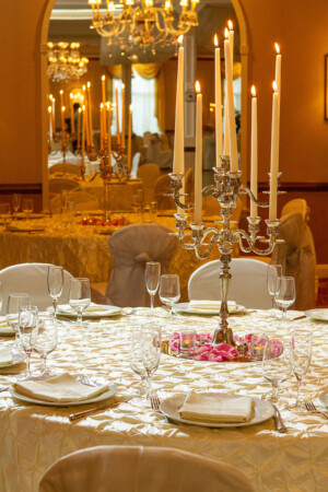 Ballroom table with candelabra Ballroom table with candelabra